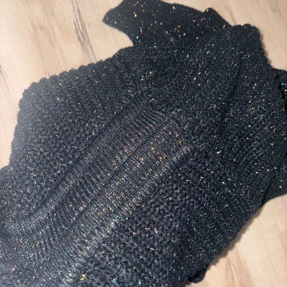 Vintage Valentina Fiore Black and Multicoloured Tinsel Knit V Neck Sweater Sz 44 - Picture 7 of 9